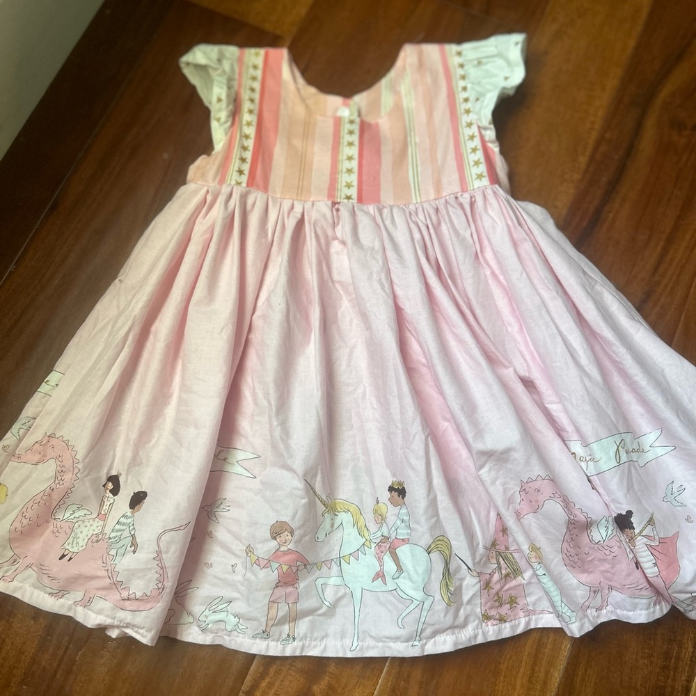Pink Children's Dress with Storybook Print